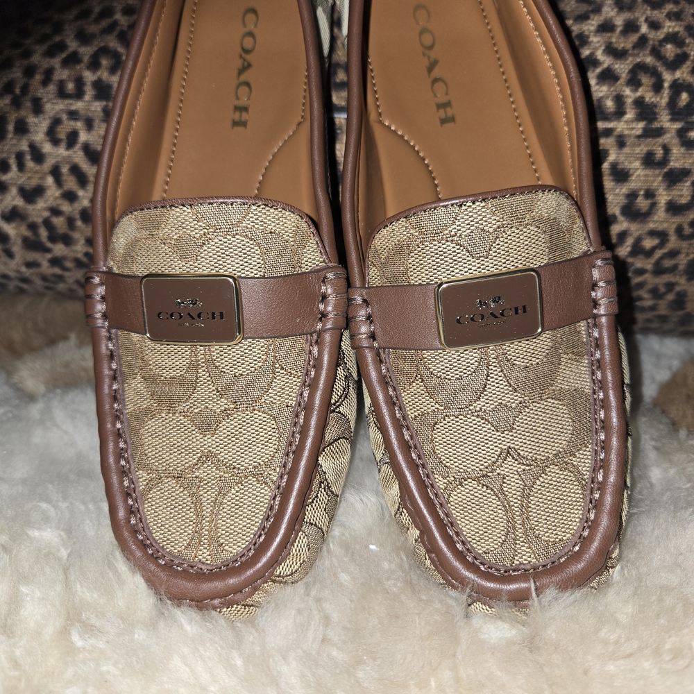 Coach Beige and Brown Signature Loafers